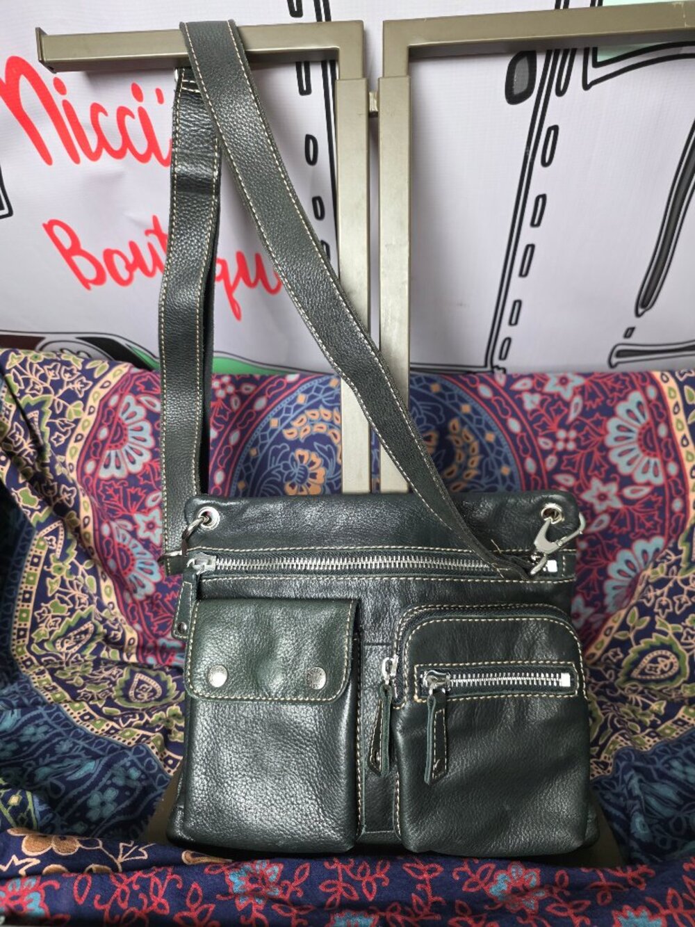 Fossil, Black Genuine Leather Crossbody/Shoulderbag